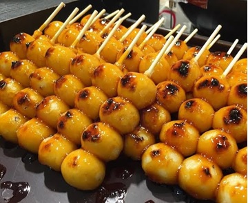 Dango covered in sweet soy sauce